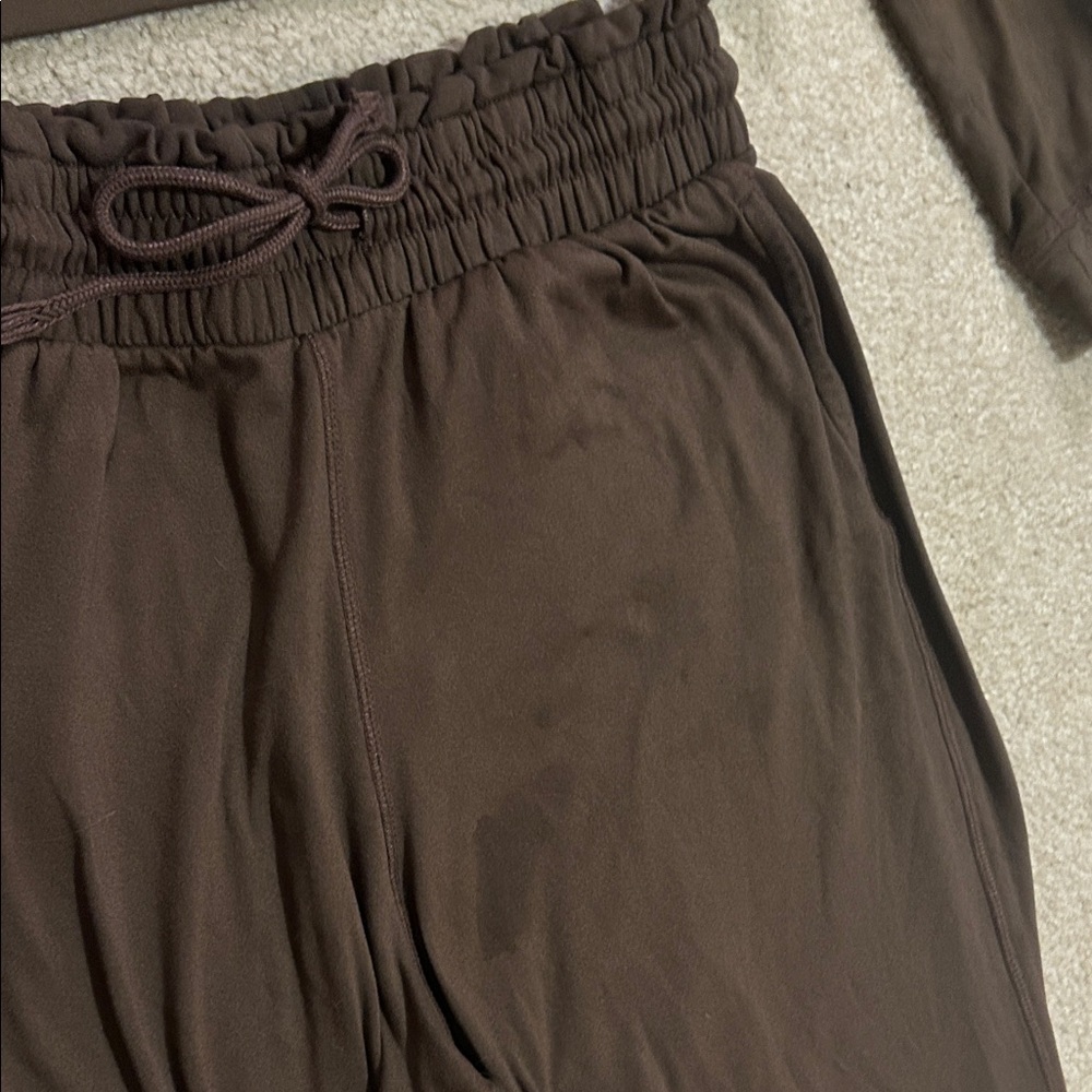 Dark Brown Tracksuit Set Jogger Sweatpants Hoodie matching claw clip - Picture 10 of 10